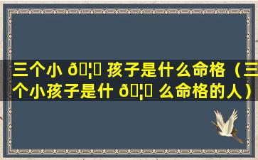 三个小 🦍 孩子是什么命格（三个小孩子是什 🦊 么命格的人）